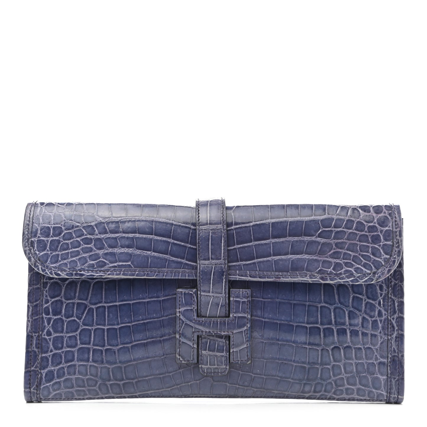 Shiny Niloticus Crocodile Jige Elan 29 Clutch Bleu Brighton