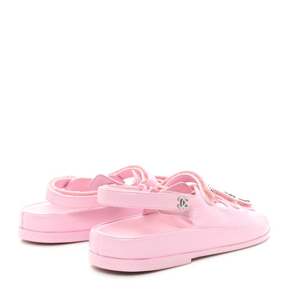 Chanel Lambskin Crystal CC Velcro Dad Sandals 38.5 Light Pink 5 of 9