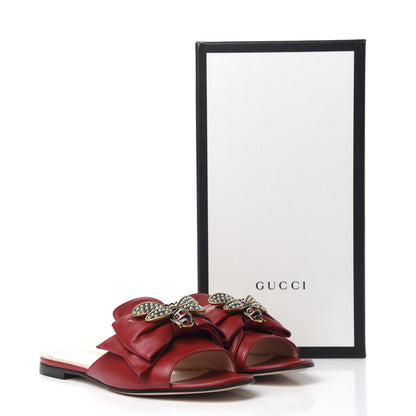 Gucci Nappa Queen Margaret Flat Slide Sandals 37.5 Hibiscus Red 11 of 11