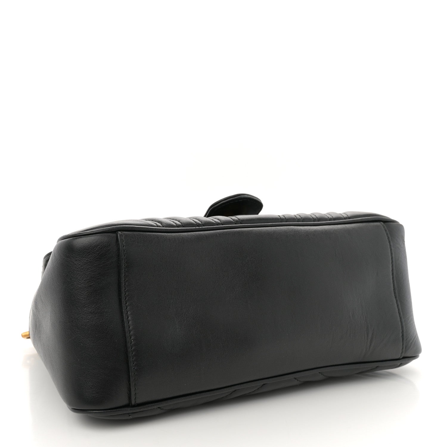 Gucci Calfskin Matelasse Small GG Marmont Top Handle Shoulder Bag Black 4 of 11