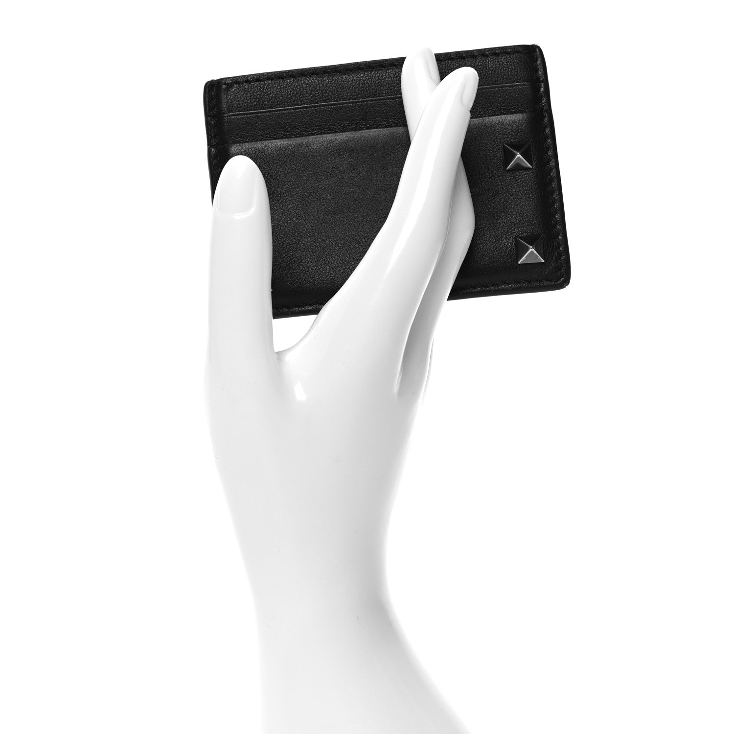 Valentino Garavani VALENTINO GARAVANI Vitello Rockstud Card Holder Black 2 of 7