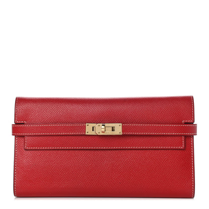 Hermes Epsom Verso Kelly Longue Wallet Rouge Casaque Bleu Thalassa 1 of 15