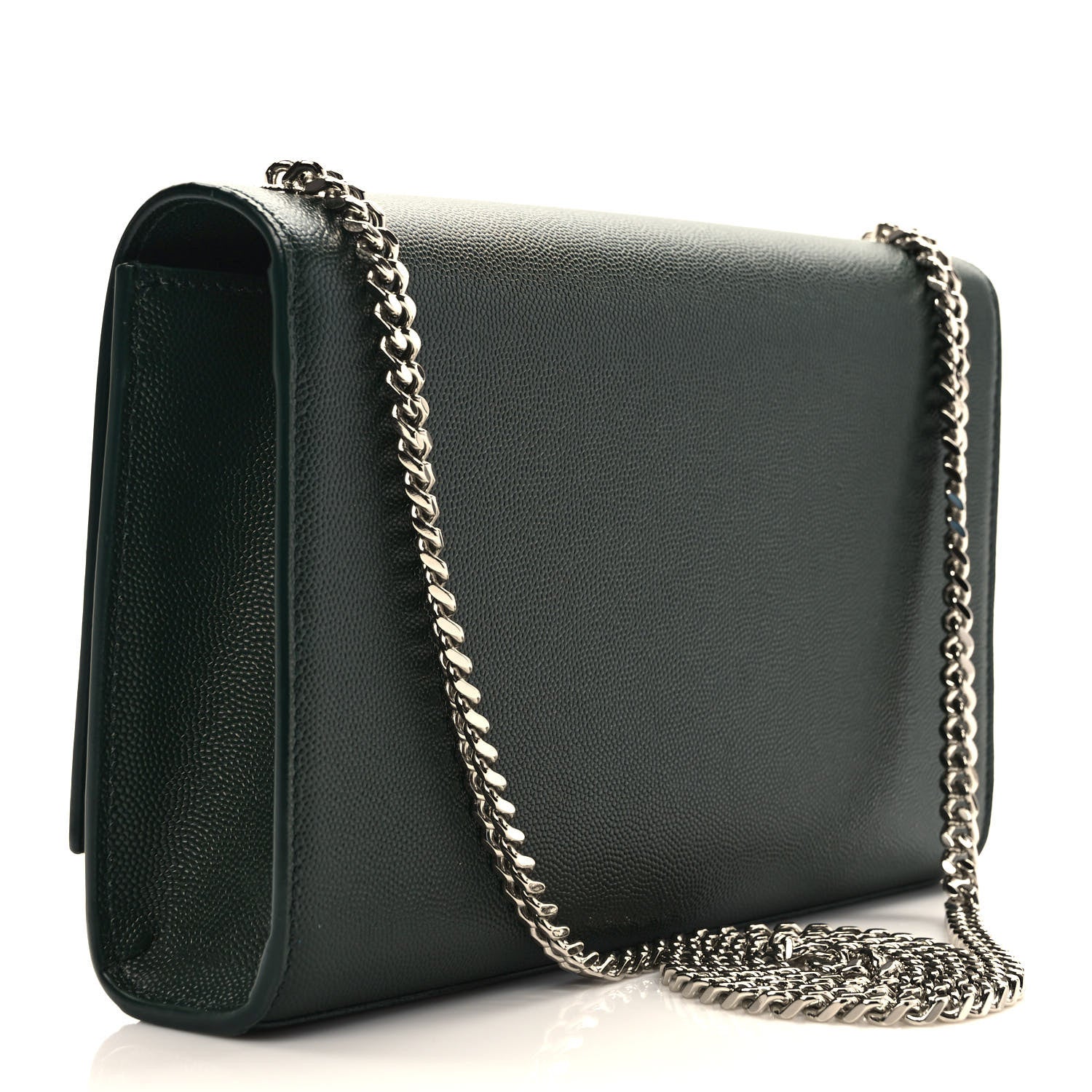 Saint Laurent Grain De Poudre Medium Monogram Kate Satchel Vert Fonce 2 of 8