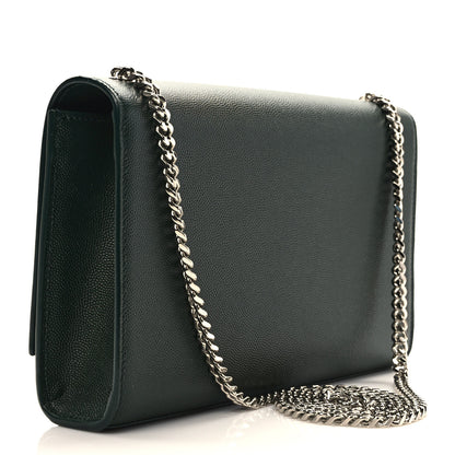 Saint Laurent Grain De Poudre Medium Monogram Kate Satchel Vert Fonce 2 of 8