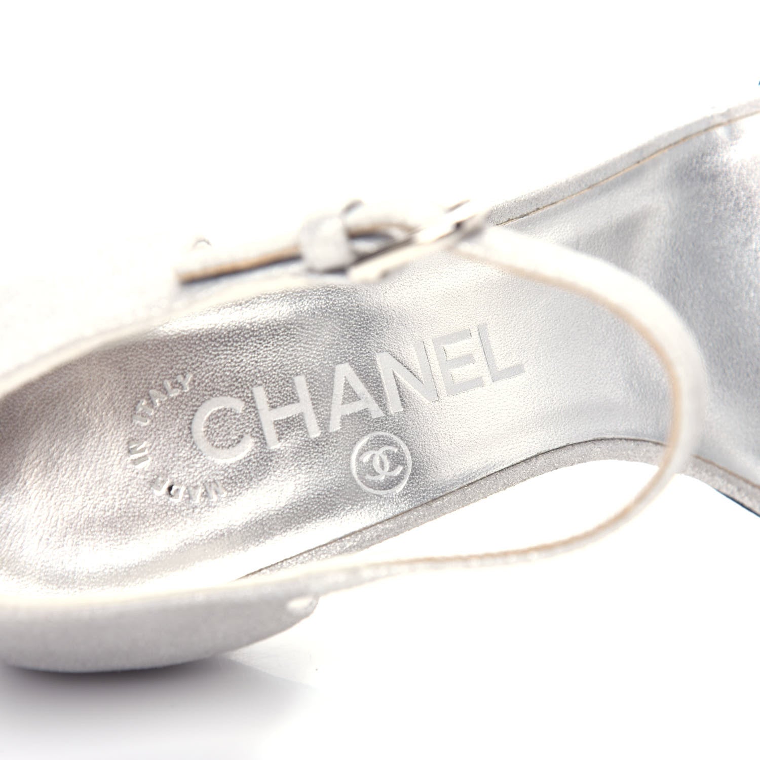 Chanel Metallic Lambskin CC Sandal 36 Silver Black 8 of 12