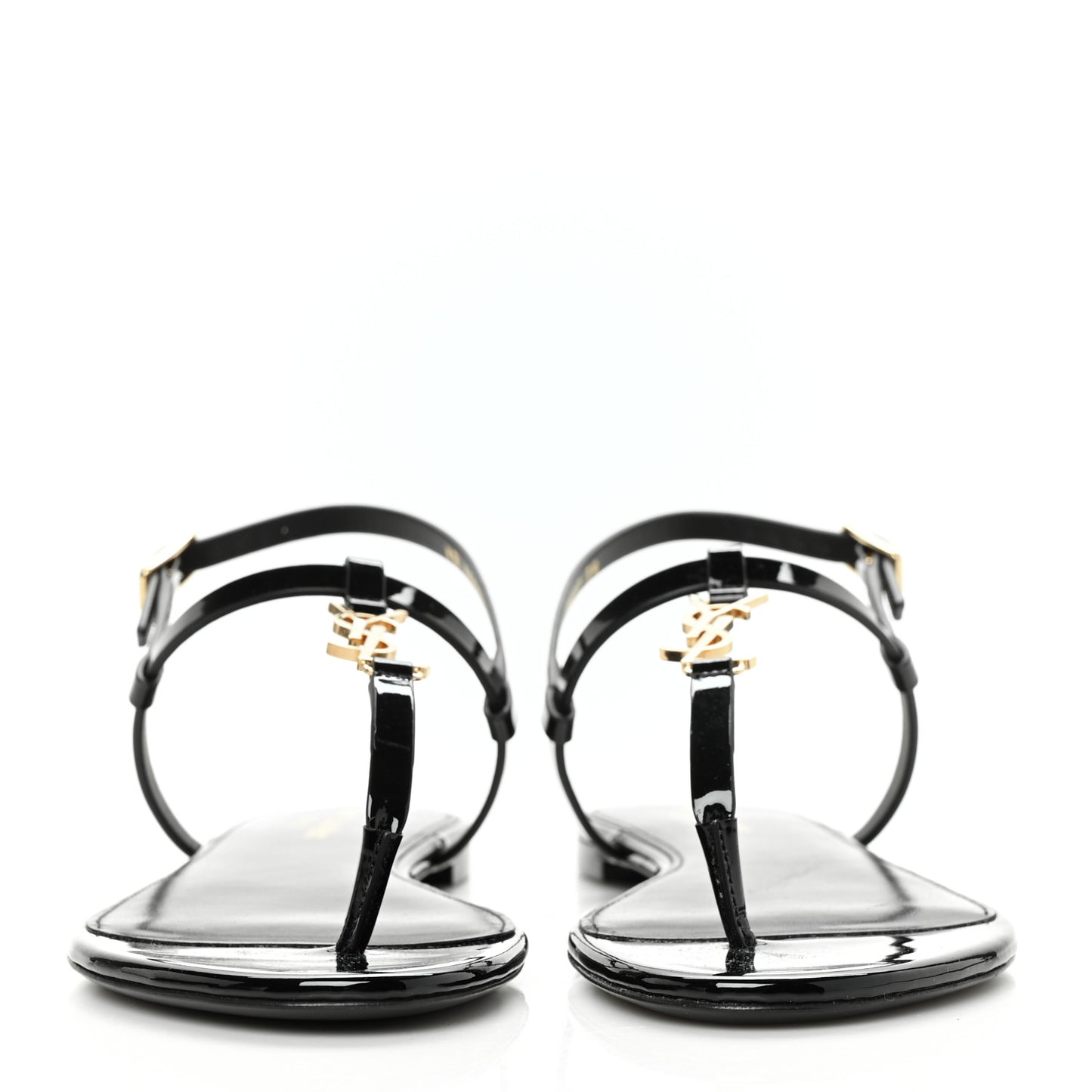 Patent Calfskin Cassandra Monogram Sandals 39 Black