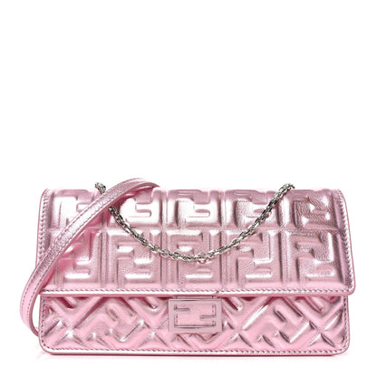 Fendi Metallic Nappa Matisse FF Embossed Wallet On Chain Rosa 1 of 10