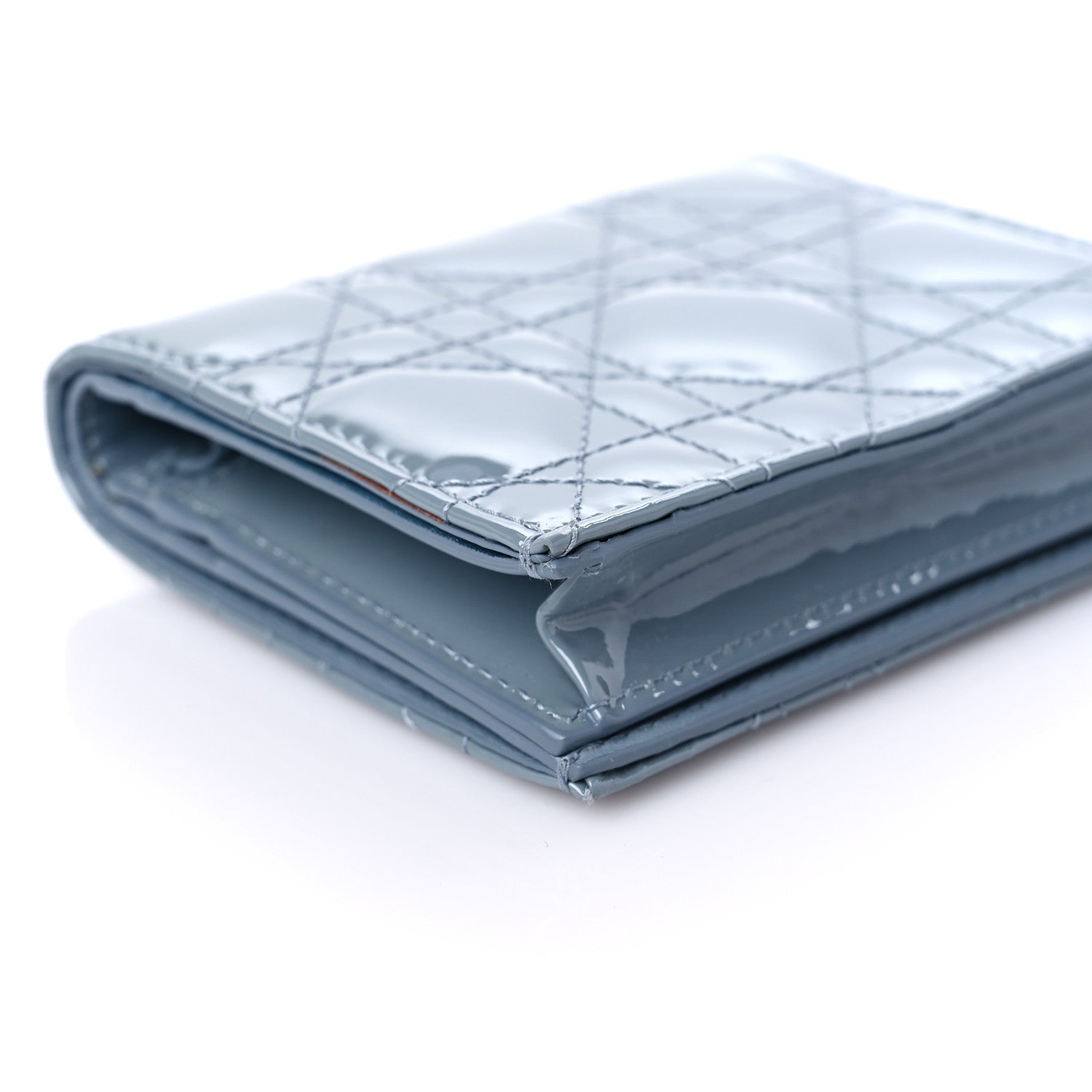 Christian Dior Patent Cannage Mini Lady Dior Wallet Gray Stone 11 of 12