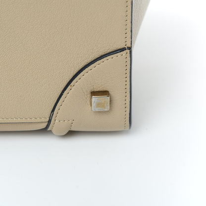 Celine Drummed Calfskin Mini Bi-Color Luggage Navy Dune 12 of 17