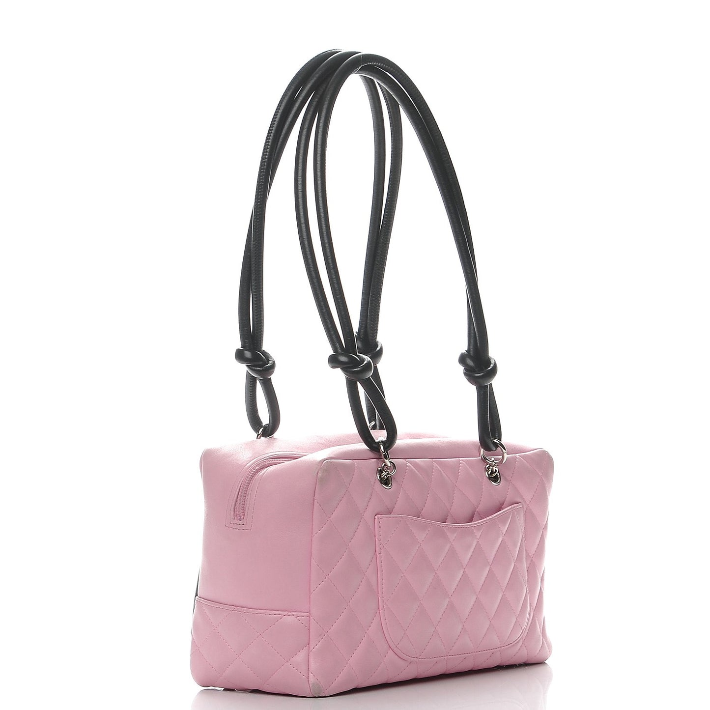Calfskin Quilted Large Cambon Bowler Pink Black