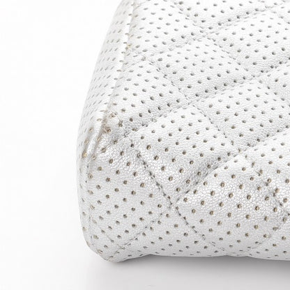Chanel Perforated Lambskin Quilted Mini Phone Holder Clutch Silver 12 of 14