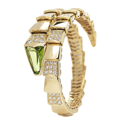 Bulgari 18K Yellow Gold Diamond Peridot Serpenti Scaglie Bracelet 1 of 6