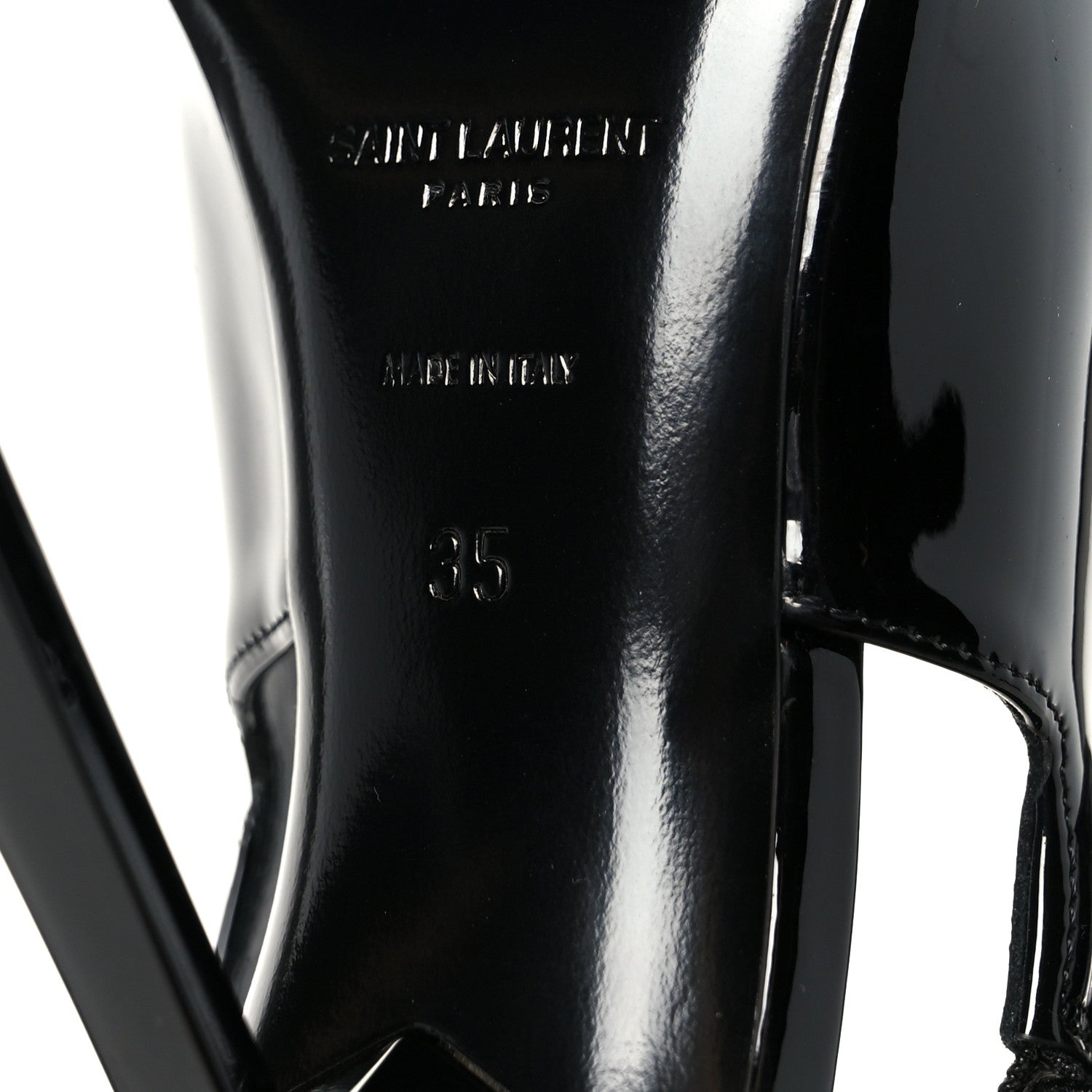 Saint Laurent Glazed Calfskin Lee Slingback Pumps 35 Black 8 of 10