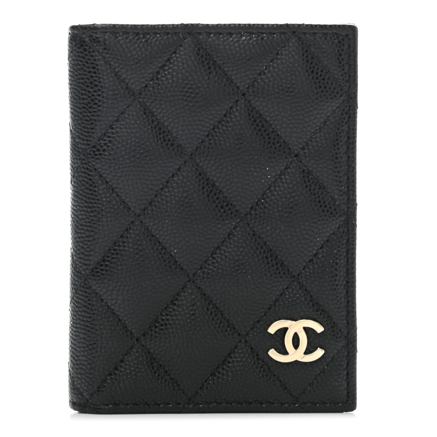 Caviar Quilted Card Holder Wallet Black