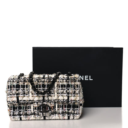 Chanel Tweed Quilted Mini Rectangular Flap White Black Multicolor 11 of 11