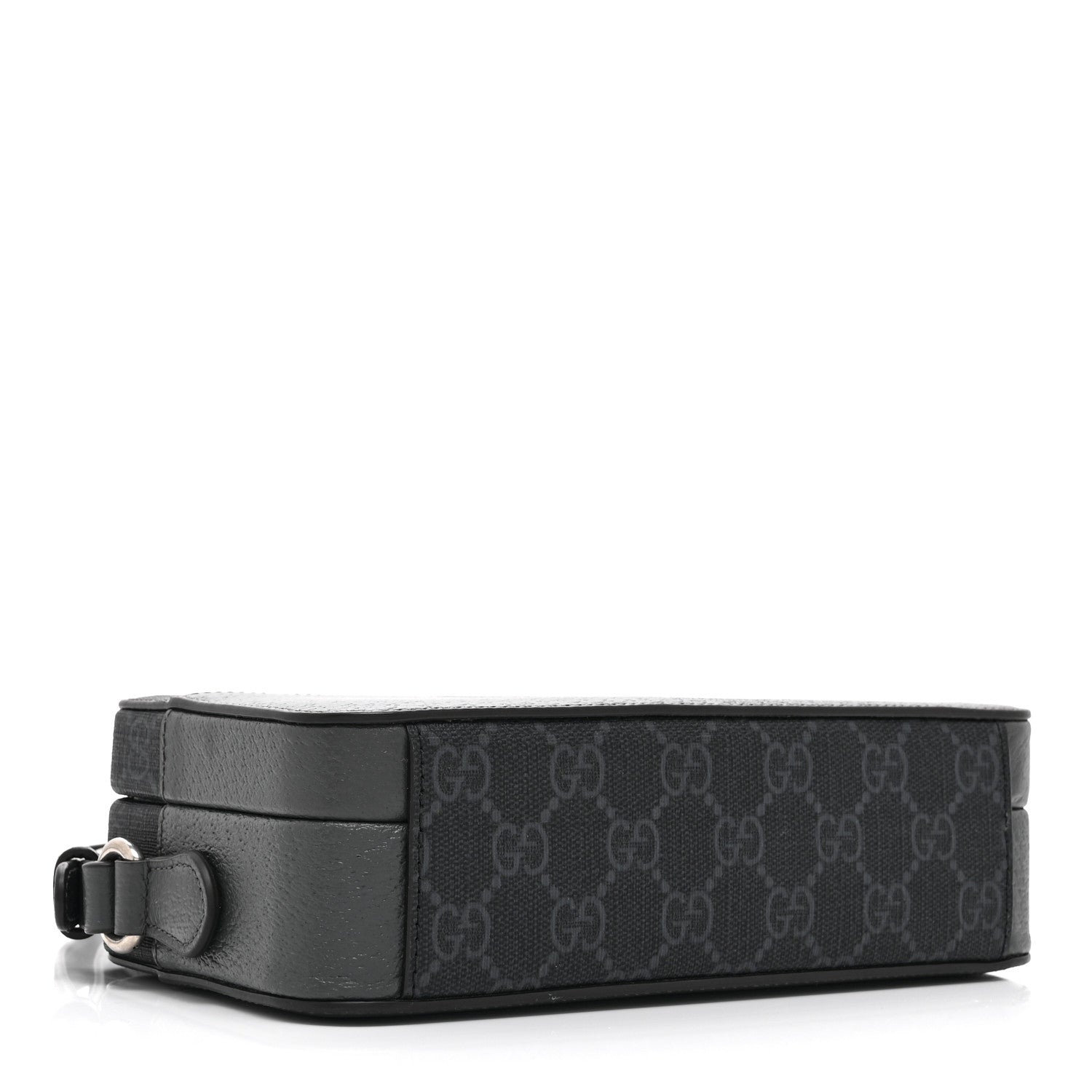 Gucci GG Supreme Monogram Textured Dollar Calfskin Mini New Basket Shoulder Bag Black Grey 4 of 10