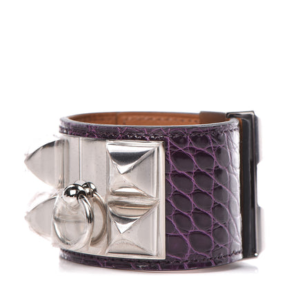 Hermes Shiny Alligator Collier De Chien CDC Bracelet T1 Amethyst 1 of 6