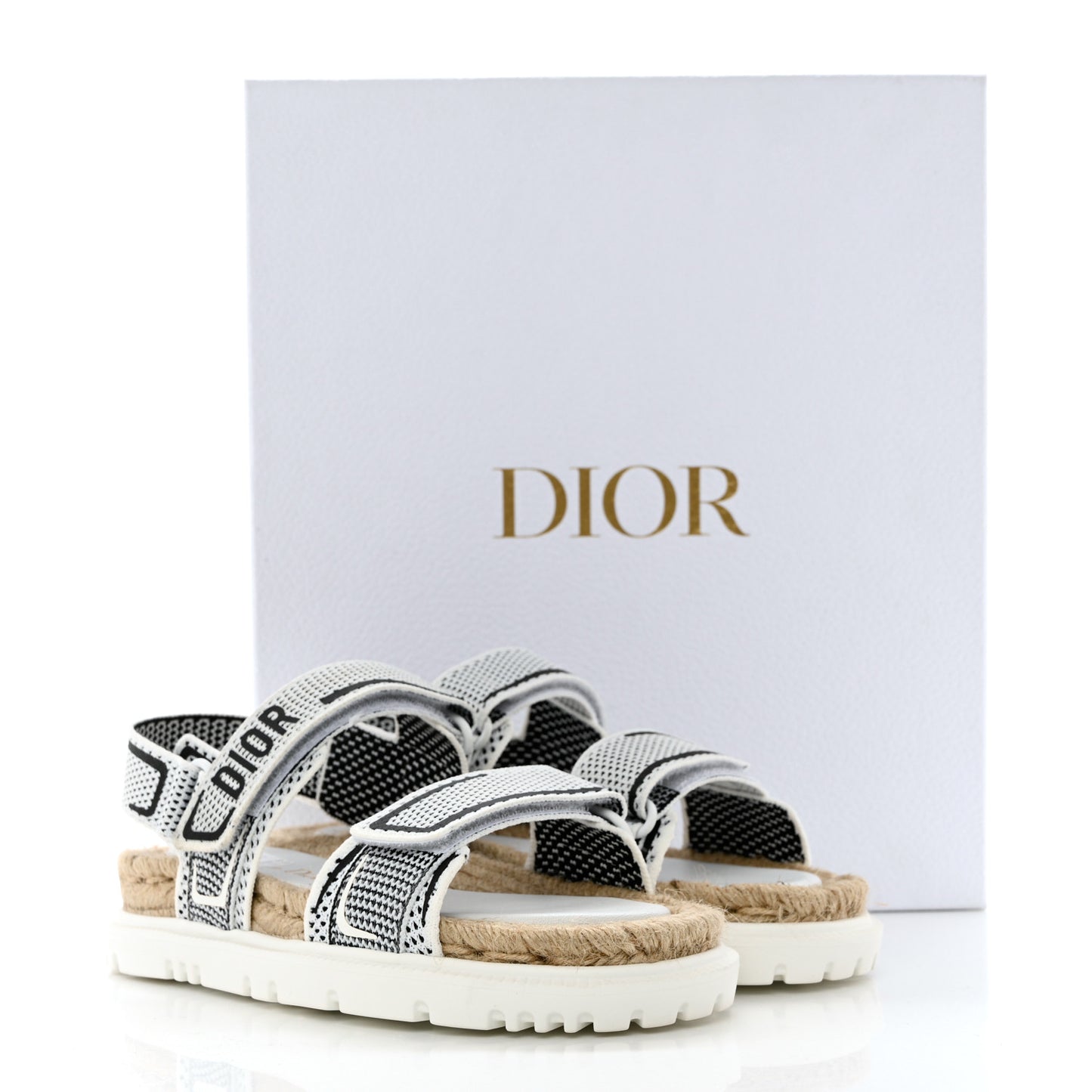 Technical Knit Jute Dioract 10mm Sandals 36 White Black