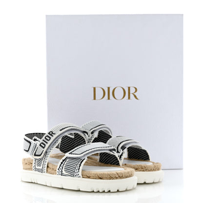 Christian Dior Technical Knit Jute Dioract 10mm Sandals 36 White Black 9 of 9