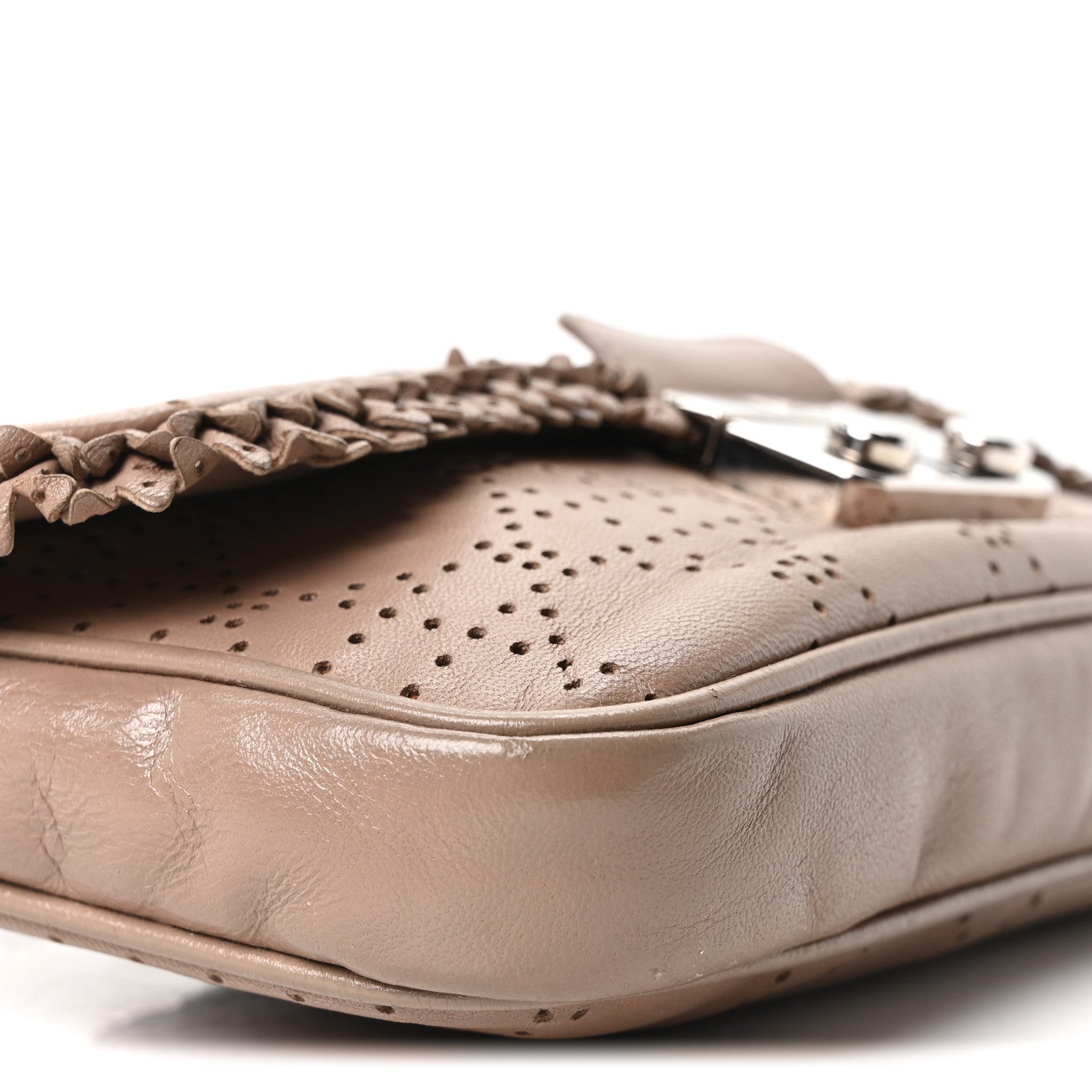 Christian Dior Lambskin Cannage Ruffle New Lock Flap Beige 9 of 10
