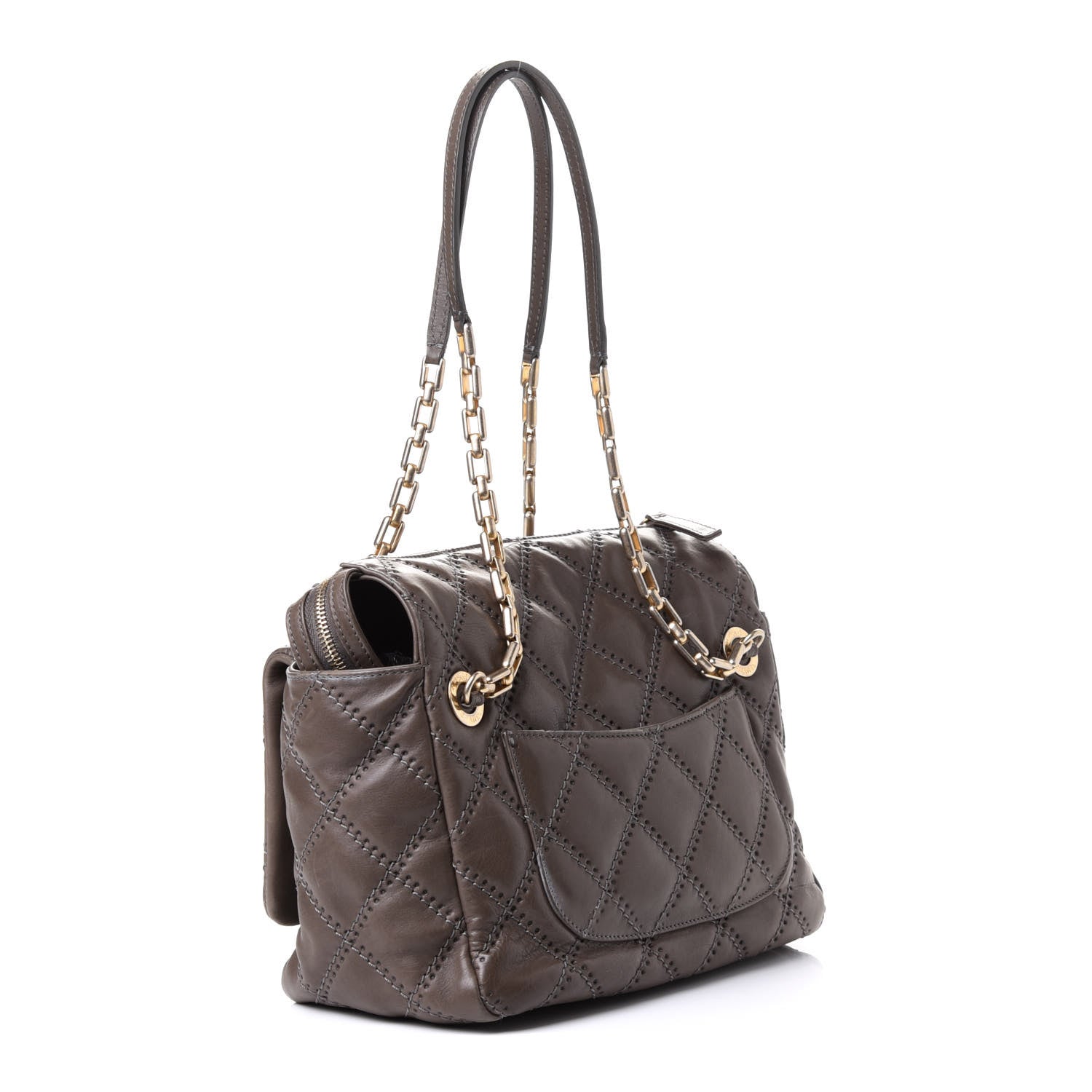 Chanel Calfskin Quilted Retro Chain Shoulder Bag Grey 5 of 8