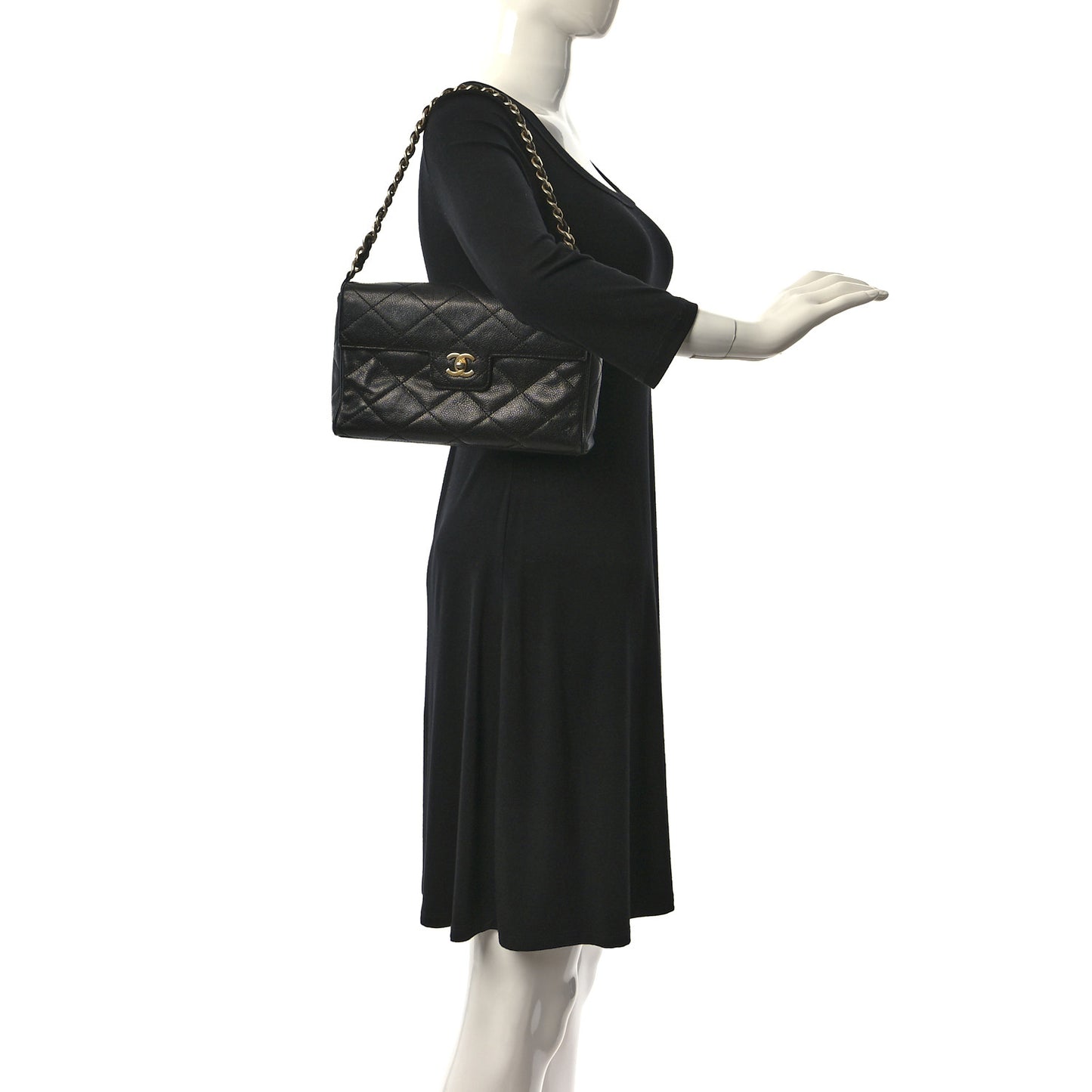 Caviar Quilted Medium Single Flap Black