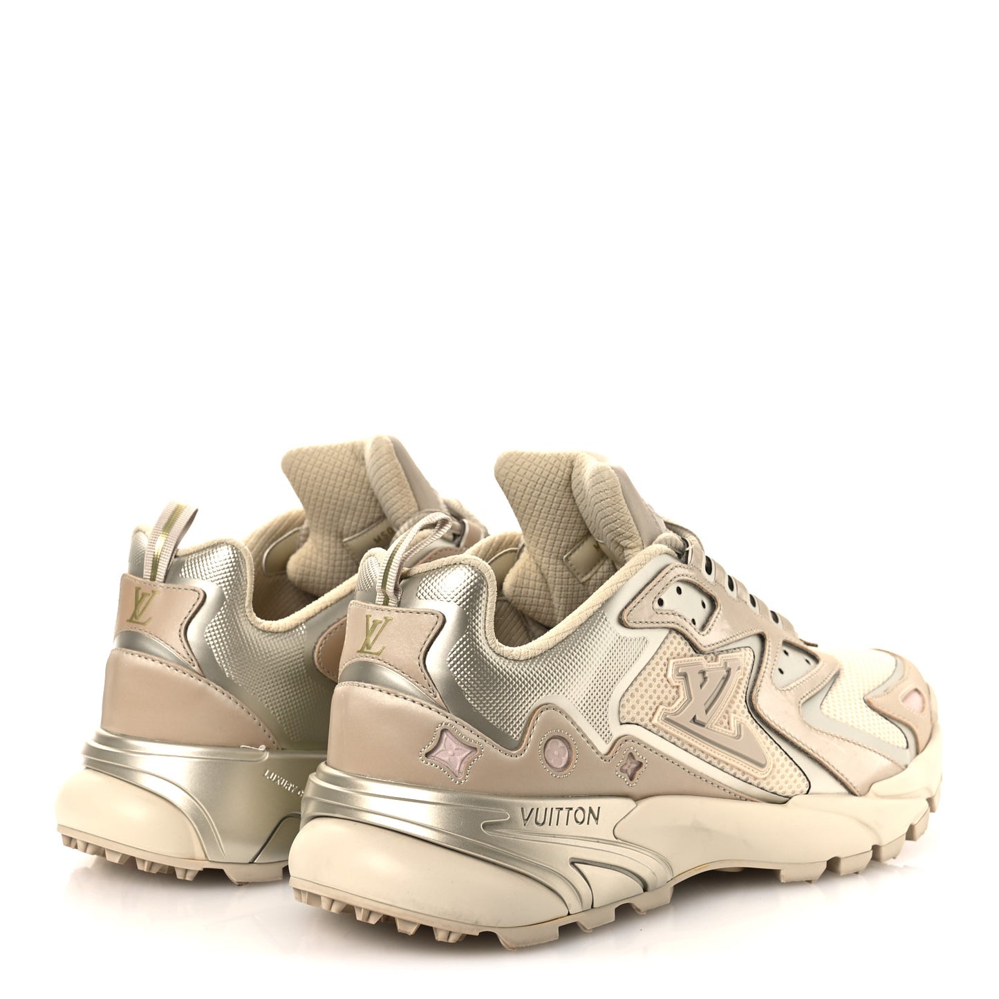 Metallic Canvas Mesh Mens LV Runner Tatic Sneakers 8 Beige