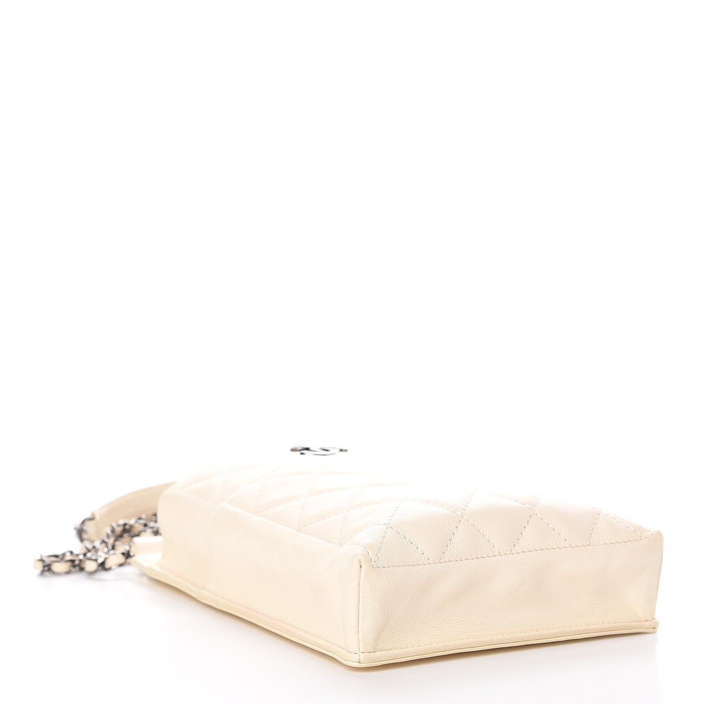 Calfskin Quilted CC Waiter Clutch Clutch With Chain White
