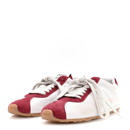 Miu Miu Bleached Calfskin Womens Plume Low Top Sneakers 38 White Cerise 4 of 8