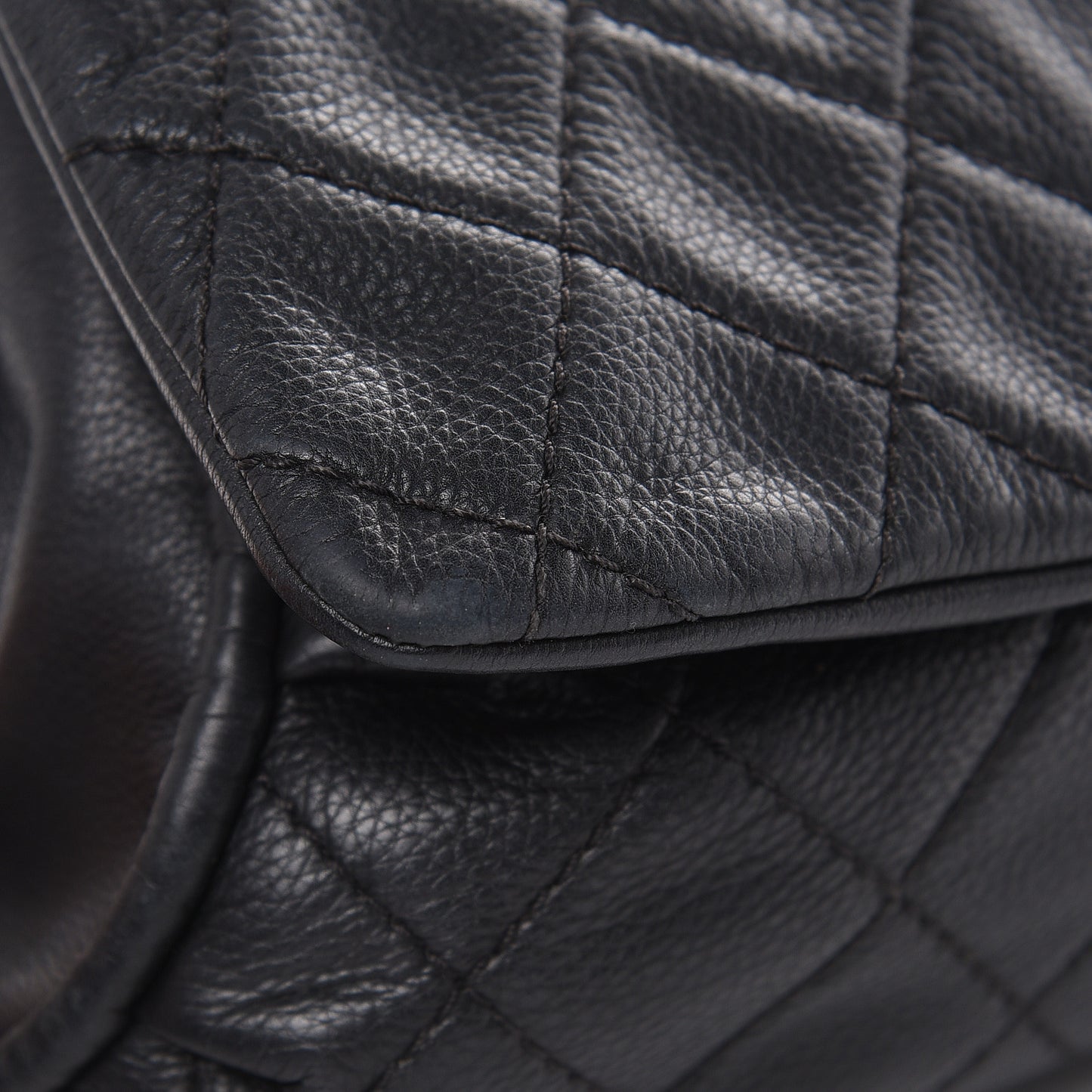 Grained Calfskin Single Flap Black