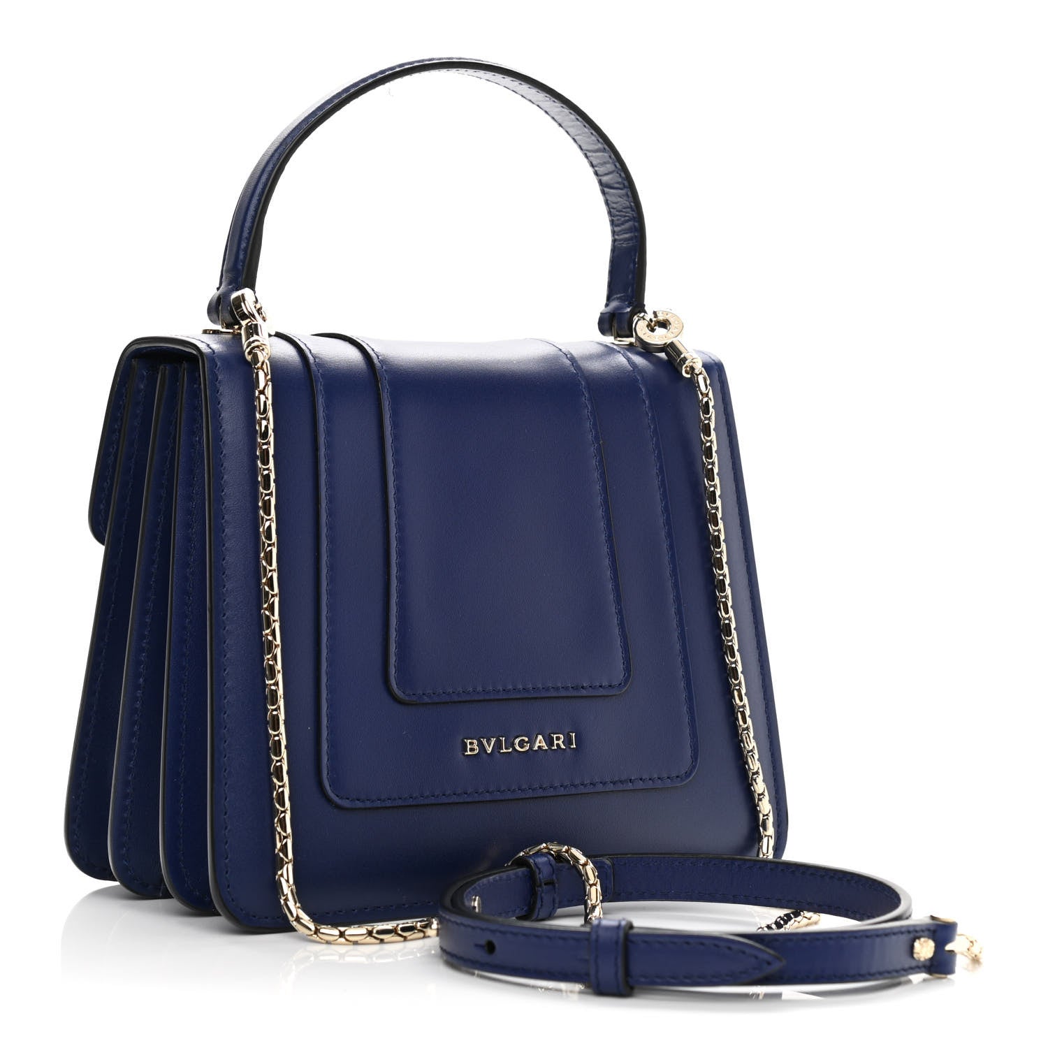 Bulgari Calfskin Serpenti Forever Top Handle Blue 4 of 11