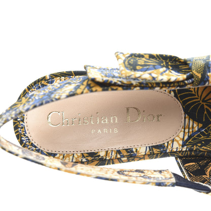 Christian Dior Toile De Jouy Sweet D Slingback Pumps 37 Blue Yellow 8 of 9