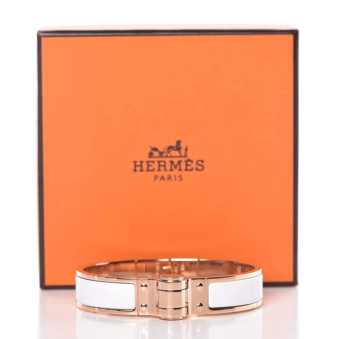 Enamel Charniere Uni Narrow Hinged Bracelet S White