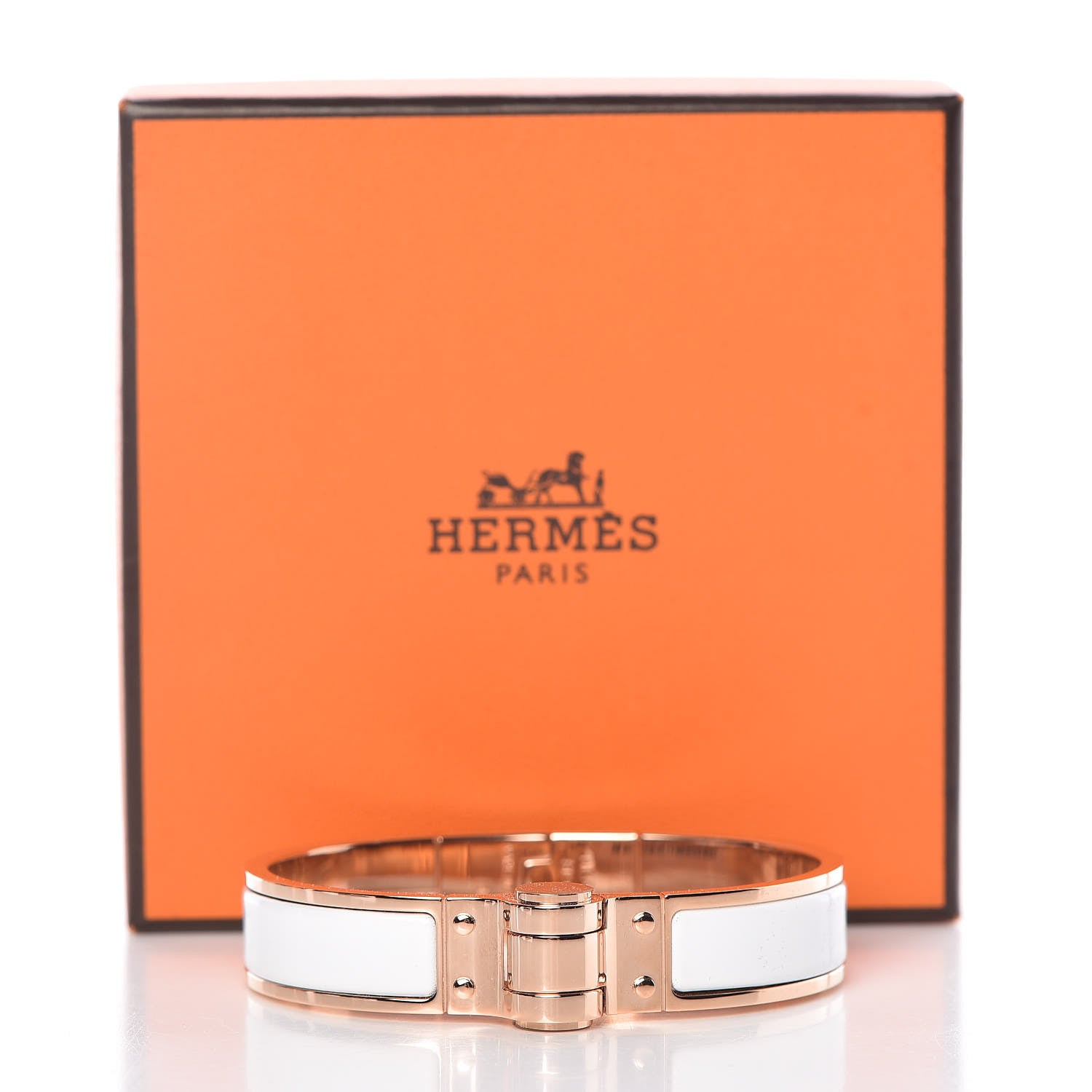 Hermes Enamel Charniere Uni Narrow Hinged Bracelet S White 6 of 6