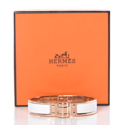 Hermes Enamel Charniere Uni Narrow Hinged Bracelet S White 6 of 6