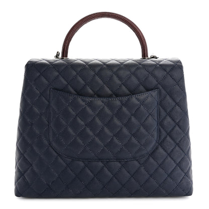 Chanel Caviar Lizard Quilted Large Coco Handle Flap Blue 17 of 17