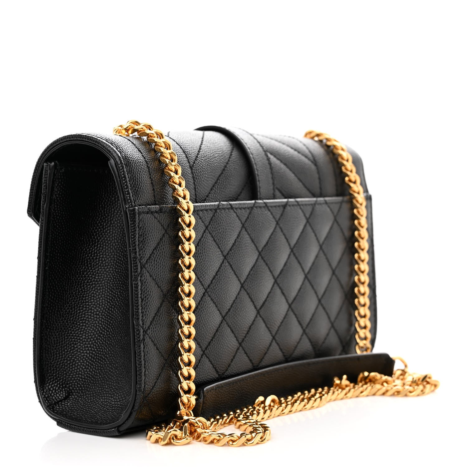 Saint Laurent Grain De Poudre Textured Mixed Matelasse Triquilt Small Monogram Satchel Black 3 of 10