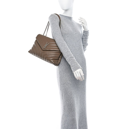 Saint Laurent Calfskin Y Quilted Monogram Medium Loulou Chain Satchel Dark Beige 2 of 11