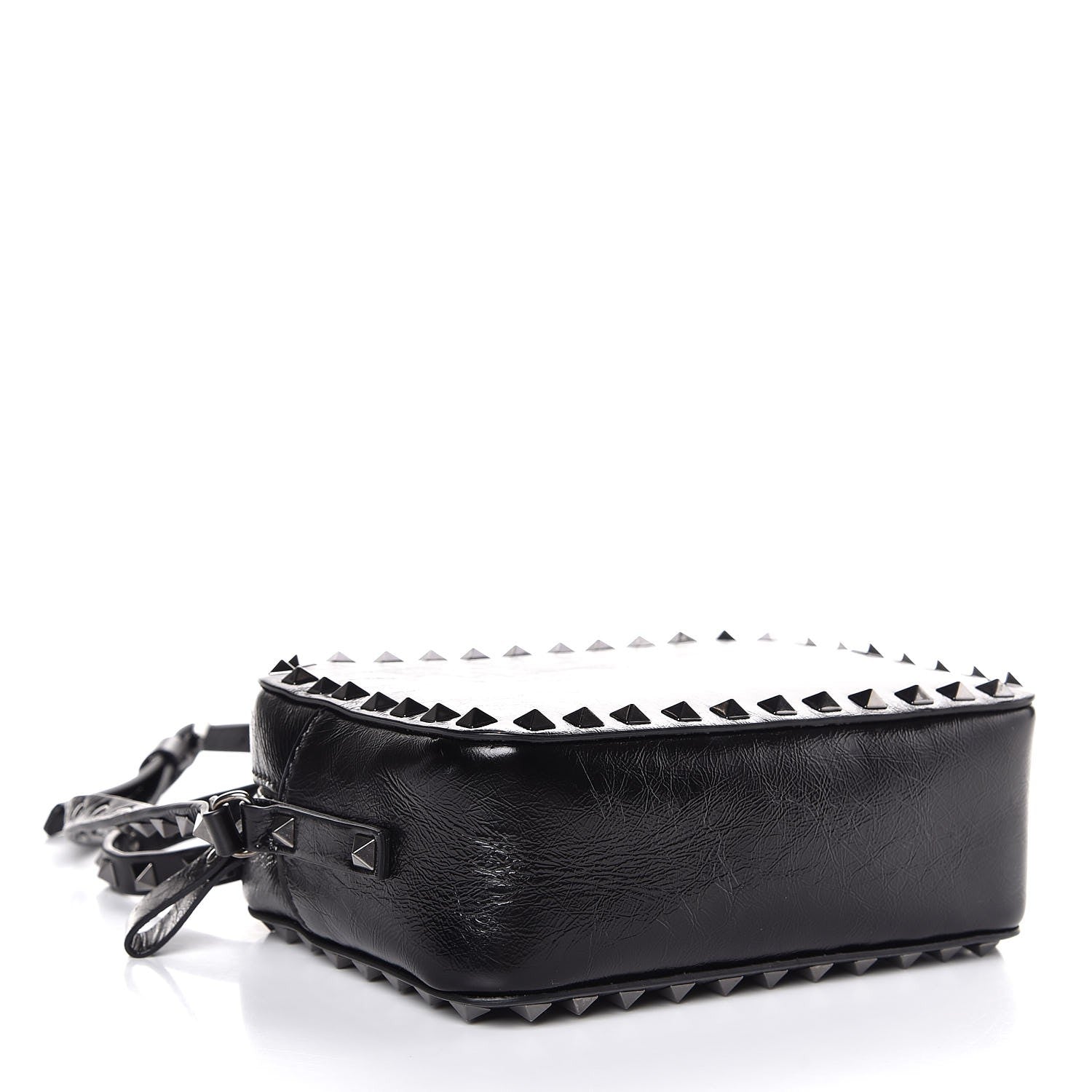 Valentino Garavani Craquele Calfskin Rockstud Camera Crossbody Bag Black 4 of 6