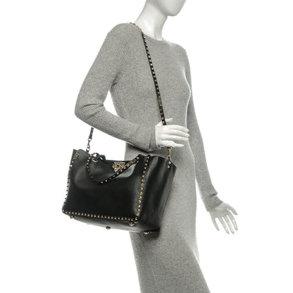 Valentino Garavani Vitello Medium Rockstud Tote Black 2 of 10