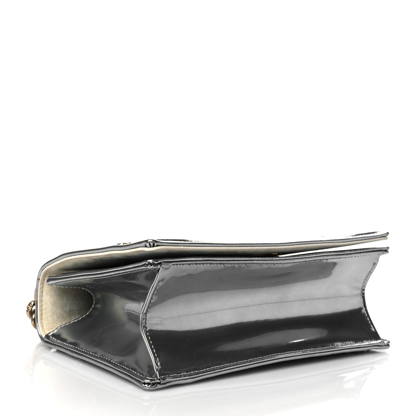 Metallic Patent Studded Small Diorama Flap Bag Silver
