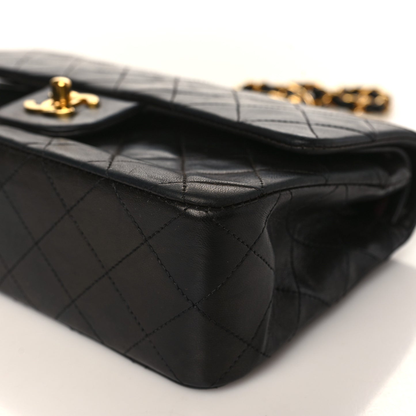 Lambskin Quilted Small Double Flap Black