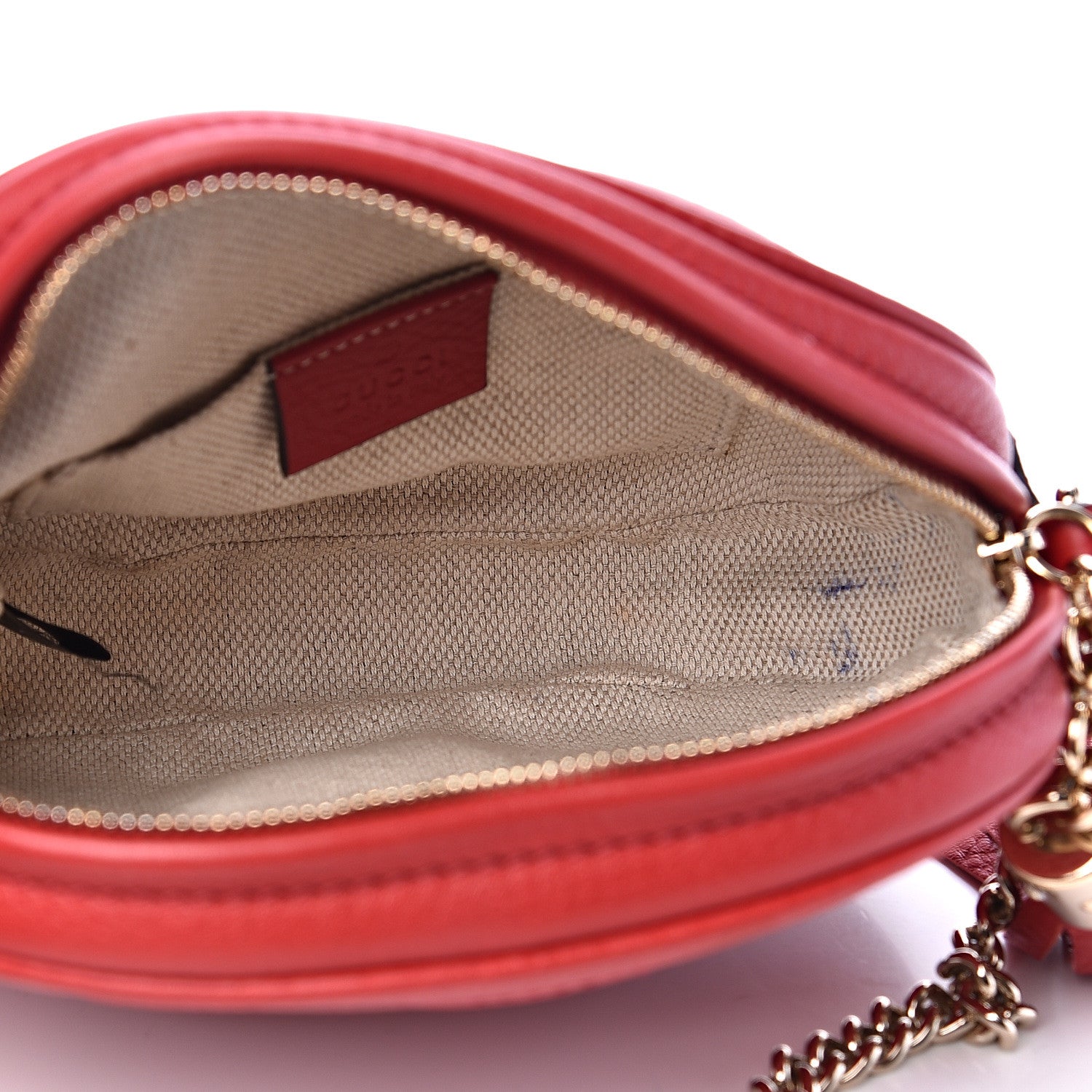 Gucci Pebbled Calfskin Mini Soho Chain Bag Tabasco Red 4 of 13