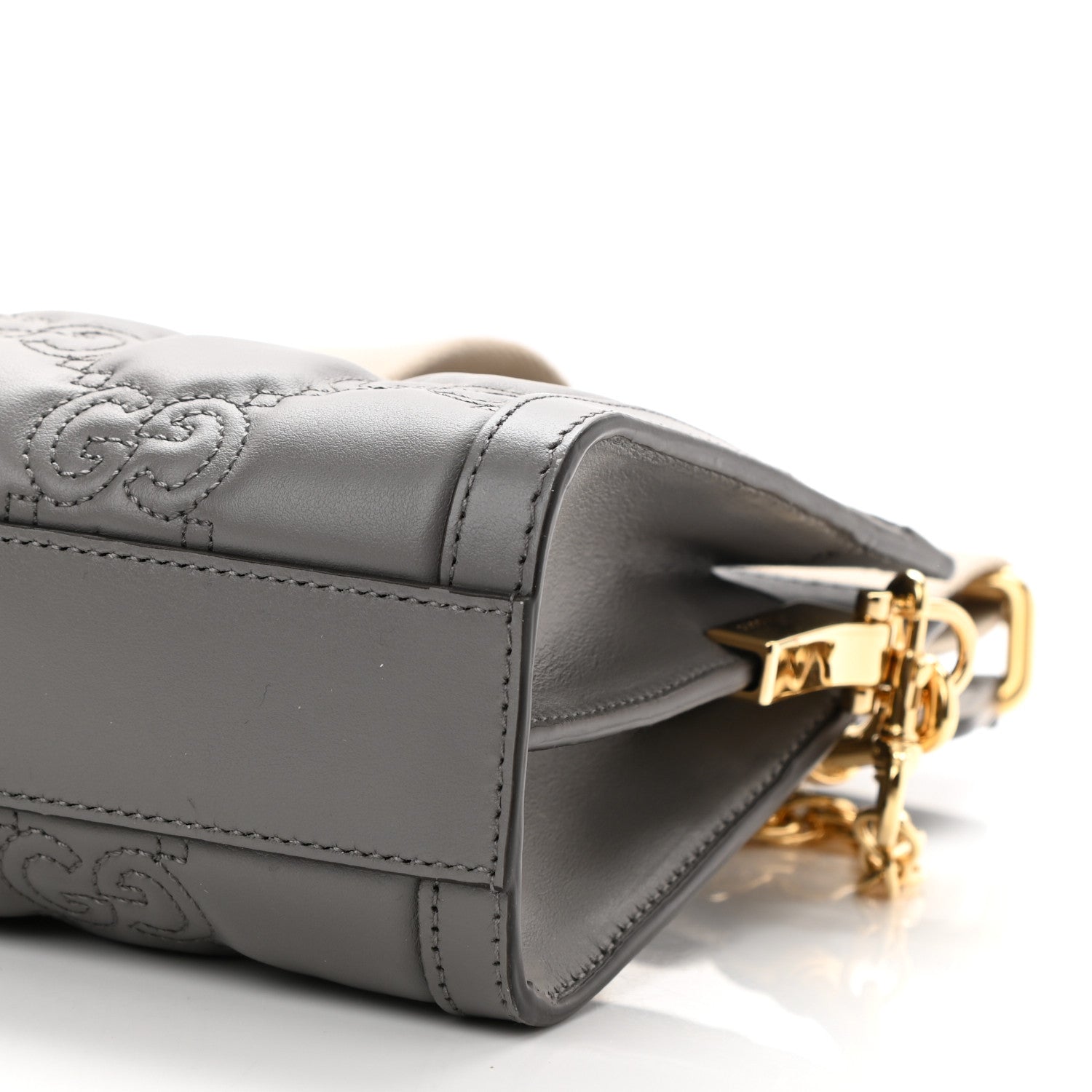 Gucci Calfskin GG Matelasse Small Slim Chain Shoulder Bag Dusty Grey Natural 11 of 11