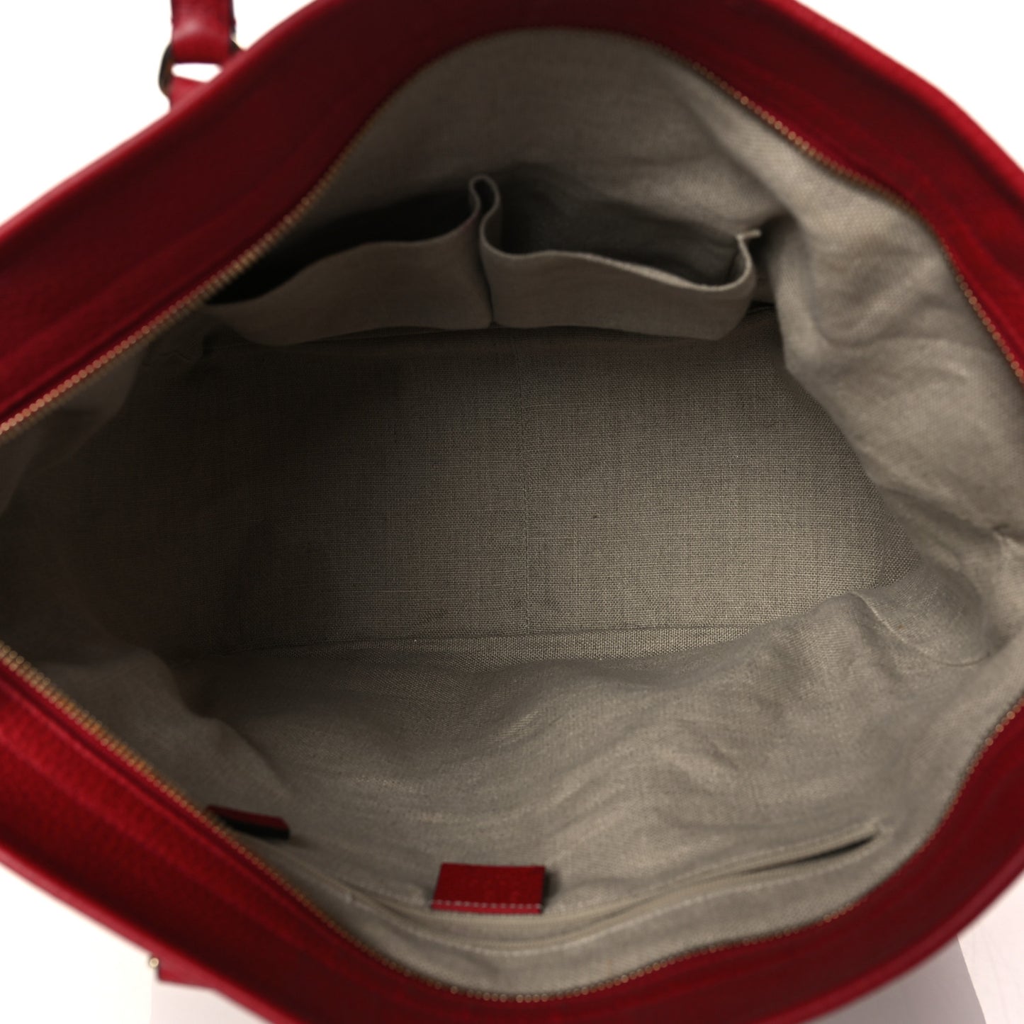 Monogram Bree Zippered Tote Beige Red