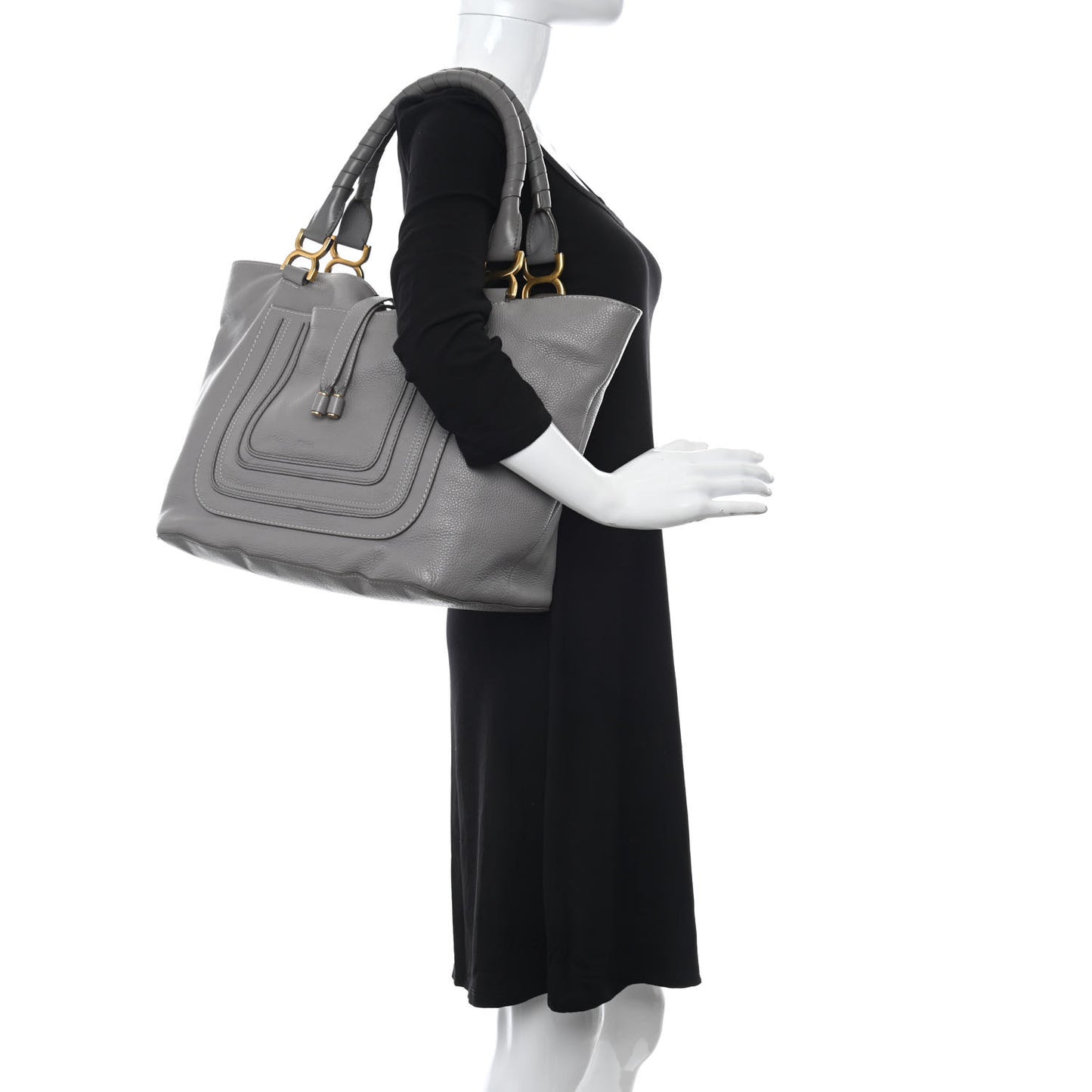 Calfskin Large New Marcie Tote Cashmere Grey