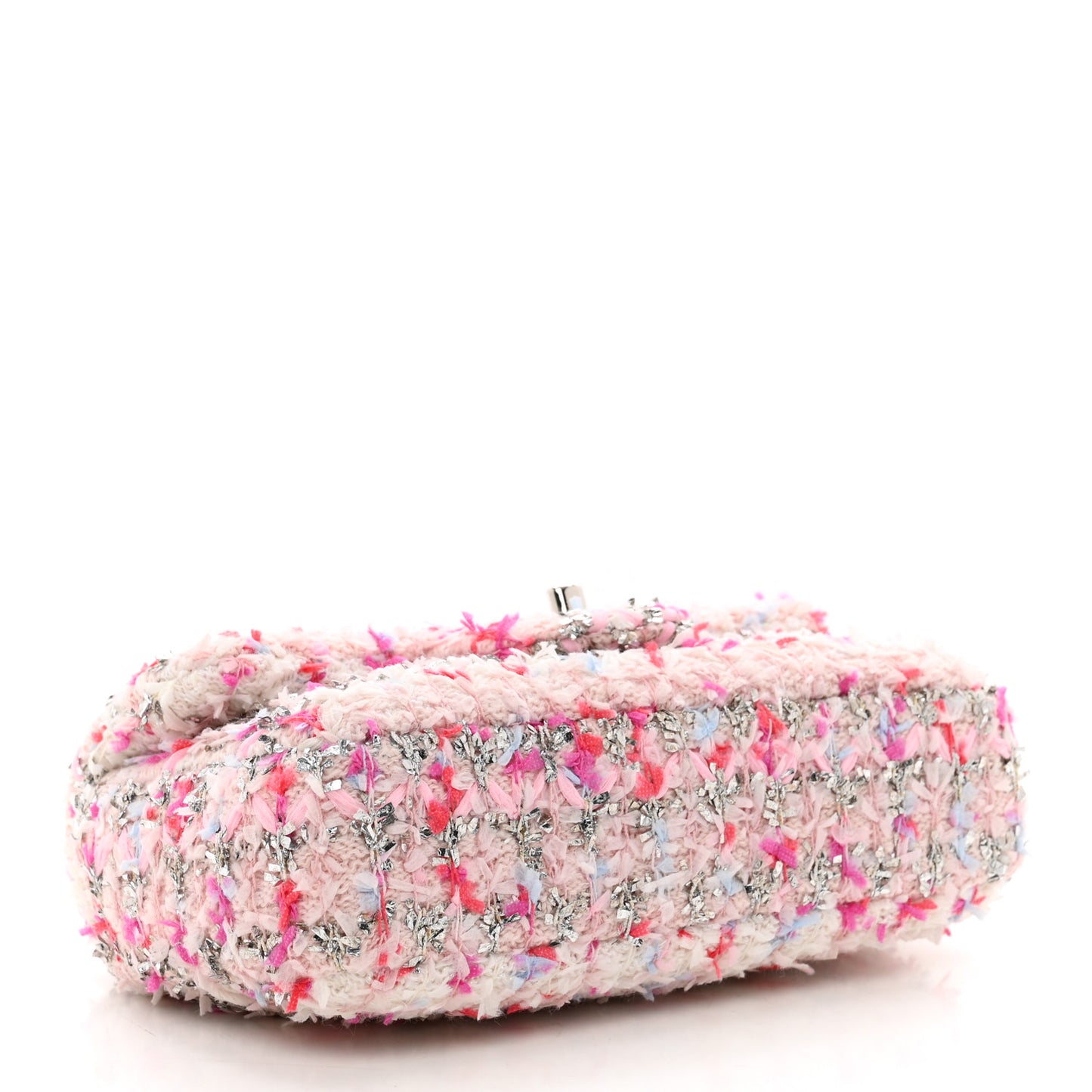 Tweed Quilted Mini Rectangular Flap Light Pink Silver Blue