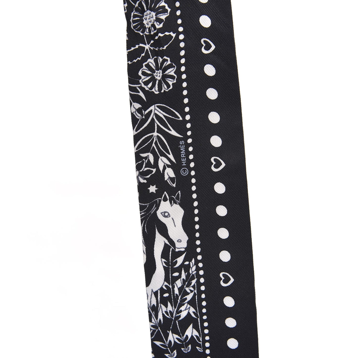 Silk Peuple Du Vent Bandana Twilly Black White