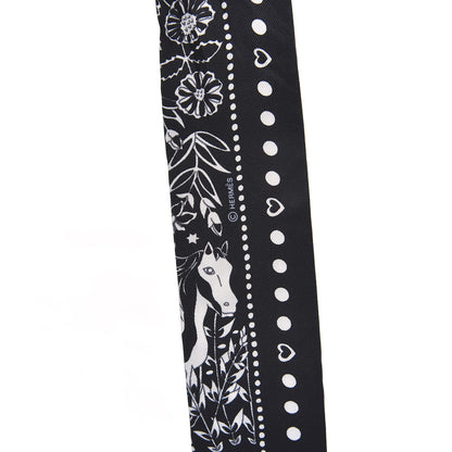Hermes Silk Peuple Du Vent Bandana Twilly Black White 4 of 4