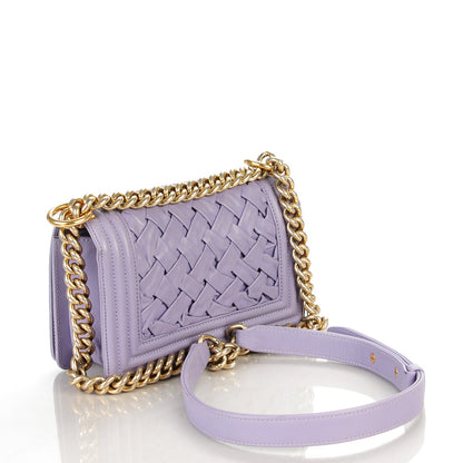 Chanel Lambskin Woven Small Chateau Boy Flap Lilac 3 of 8